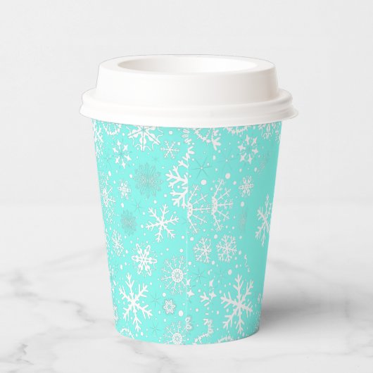 Aqua Snowflake ONE Paper Cup Papieren Bekers (Rechts)