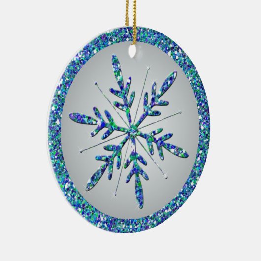Aqua Snowflake Photo Quinceañera Keepomwille Ornam Keramisch Ornament (Rechts)