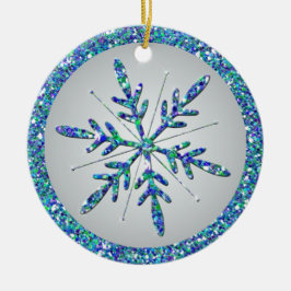 Aqua Snowflake Photo Quinceañera Keepomwille Ornam Keramisch Ornament