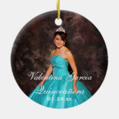 Aqua Snowflake Photo Quinceañera Keepomwille Ornam Keramisch Ornament (Achterkant)