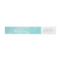 Aqua Snowflake Swirls Holiday Adresetiketten