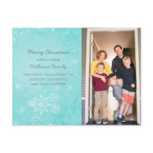 Aqua Snowflake Swirls Holiday Foto Briefkaart