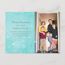 Aqua Snowflake Swirls Holiday Foto Briefkaart