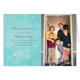 Aqua Snowflake Swirls Holiday-fotokaart