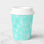 Aqua Snowflake TWO Paper Cup Papieren Bekers (Rechts)