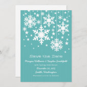 Aqua Snowflakes en sterren Save the Date Invite (Voorkant / Achterkant)