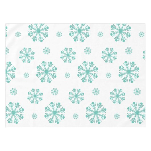 Aqua Snowflakes op wit vakantie tafelkleed (Voorkant (Horizontaal))