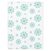 Aqua Snowflakes op wit vakantie tafelkleed (Voorkant)
