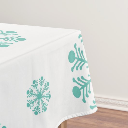 Aqua Snowflakes op wit vakantie tafelkleed (Voorbeeld)