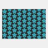 Aqua Snowflakes op zwart Inpakpapier Vel (Voorkant)