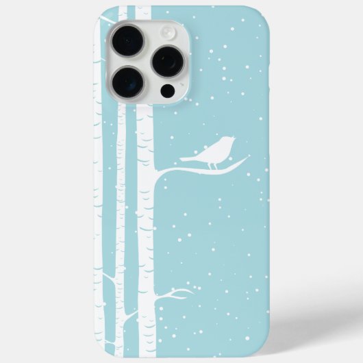 Aqua Snowy Birch Trees Case-Mate iPhone Case (Achterkant)