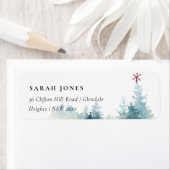 AQUA SNOWY FOREST PINE TREE CHRISTMAS STAR ADRES ETIKET (Insitu)