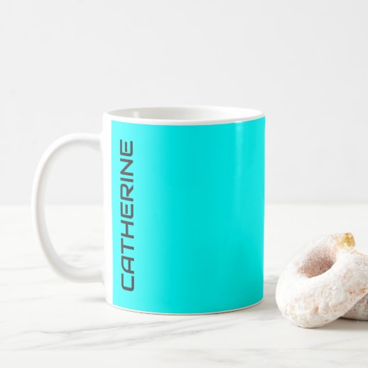 Aqua Solid Color Gepersonaliseerd Koffiemok (Met donut)