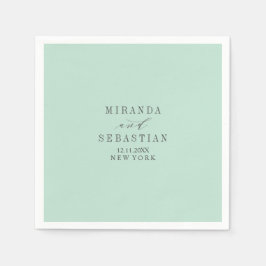 Aqua solide monogram bruiloft servet