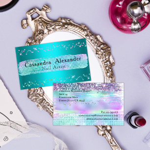 Aqua Sparkles & Glitter Nail Artist Visitekaartje