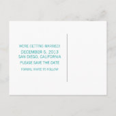 Aqua Sparkly Holiday Tree Save the Date Briefkaart (Achterkant)