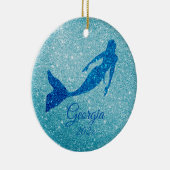 Aqua Sparkly Mermaid Ornament Gepersonaliseerd cad (Rechts)