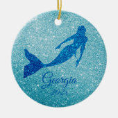 Aqua Sparkly Mermaid Ornament Gepersonaliseerd cad (Voorkant)