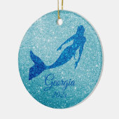 Aqua Sparkly Mermaid Ornament Gepersonaliseerd cad (Links)