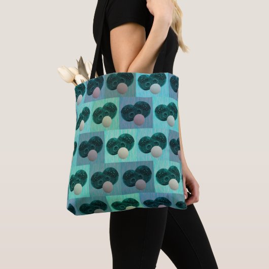 Aqua Specized Lawn Bowls Checked Pattern Tote Bag (Dichtbij)