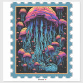 Aqua Spectacle: Reuze kleurrijke kwal Sticker (Vel)