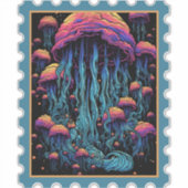 Aqua Spectacle: Reuze kleurrijke kwal Sticker (Voorkant)