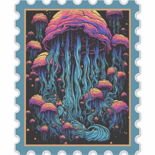 Aqua Spectacle: Reuze kleurrijke kwal Sticker (Voorkant)