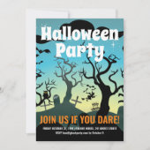 Aqua spookachtig begraafplaats Halloween feest Kaart (Voorkant)