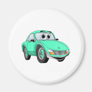 Aqua sportwagen Cartoon Magneet