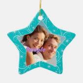 Aqua Star Swirl Ornament met kerstfoto's (Voorkant)