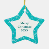 Aqua Star Swirl Ornament met kerstfoto's (Achterkant)