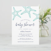 Aqua Starfish Baby shower Invitation Kaart (Staand voorkant)