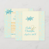 AQUA STARFISH+DAMASK WEDDING INVITATIONS KAART (Voorkant / Achterkant)