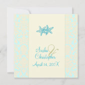 AQUA STARFISH+DAMASK WEDDING INVITATIONS KAART (Voorkant)