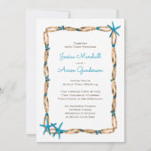 Aqua Starfish en Burlap Wedding Kaart (Voorkant)
