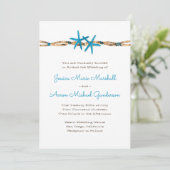 Aqua Starfish en Nautical Rope Wedding 2 Kaart (Staand voorkant)