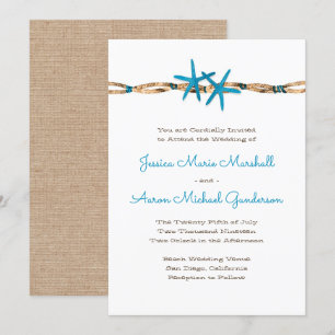 Aqua Starfish en Nautical Rope Wedding 2 Kaart