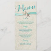 Aqua Starfish en Ribbon Beach Wedding Menu (Voorkant)