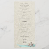 Aqua Starfish en Ribbon Beach Wedding Programma Programmakaart (Achterkant)