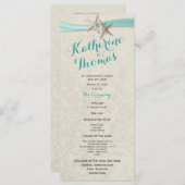Aqua Starfish en Ribbon Beach Wedding Programma Programmakaart (Voorkant / Achterkant)