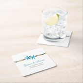 Aqua Starfish en Touw Trouwen Kartonnen Onderzetters (Insitu)