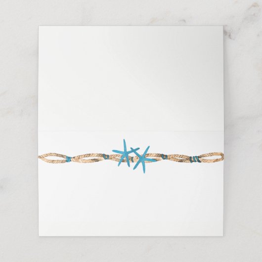 Aqua Starfish en Touw Trouwen Plaatskaartje (Buitenkant ongevouwen)