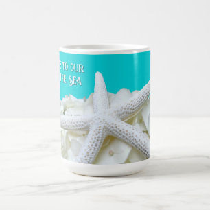 Aqua Starfish Floral Beach House gepersonaliseerde Koffiemok