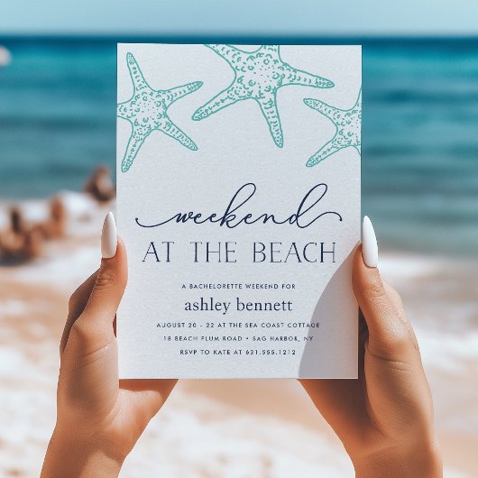 Aqua Starfish | Weekendje op het strand uitnodigin Kaart