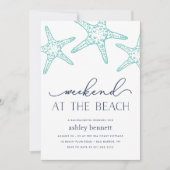 Aqua Starfish | Weekendje op het strand uitnodigin Kaart (Voorkant)