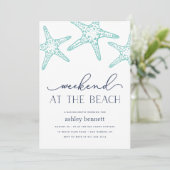 Aqua Starfish | Weekendje op het strand uitnodigin Kaart (Staand voorkant)