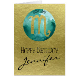 Aqua sterrenbeeld Schorpioen op gouden achtergrond