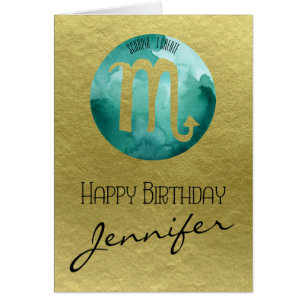 Aqua sterrenbeeld Schorpioen op gouden achtergrond