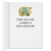 Aqua sterrenbeeld Schorpioen op gouden achtergrond (Binnen (Rechts))