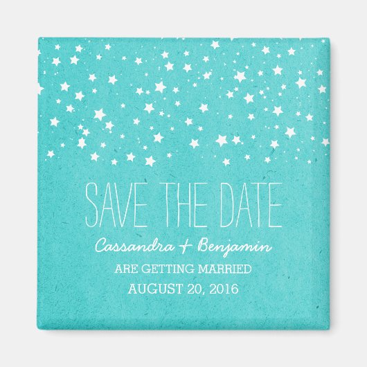 Aqua Sterrennacht Save the Date Magnet (Voorkant)